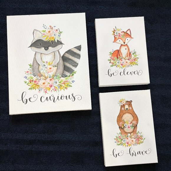 Woodland Animal Prints for Baby Girl Nursery (3) - Picture 1 of 6